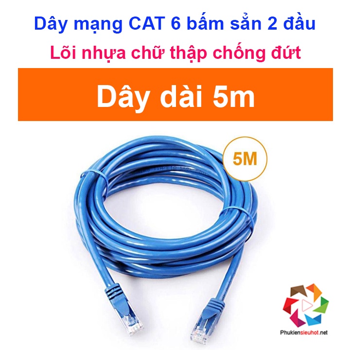 Dây mạng CAT 6 AMPLX bấm sẵn 2 đầu 2 m / 5m / 10m / 15m / 20m / 25m
