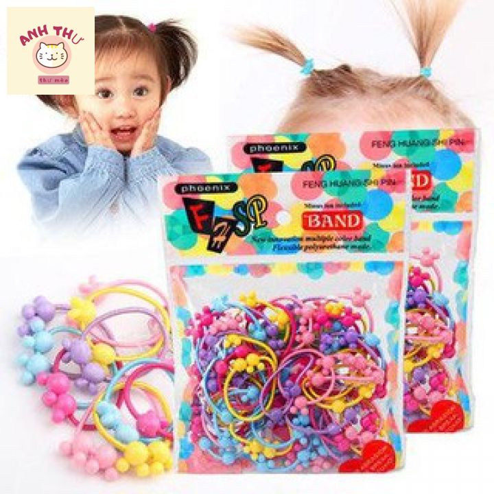 Túi 50 Dây Buộc Tóc - Chun Buộc Tóc Cho Bé Yêu .