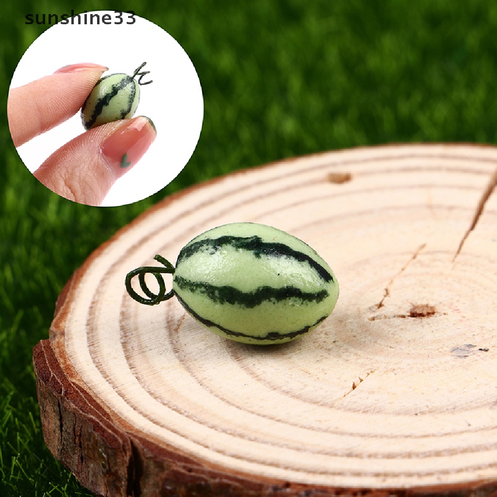 SU 1pc Mini Fruit Resin Artificial Watermelon Statue For Dollhouse Decoration n
