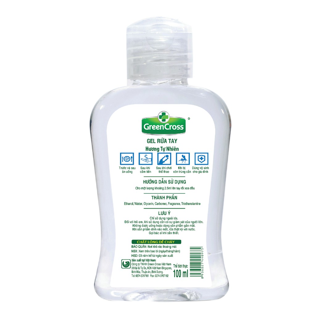 Gel Rửa Tay Green Cross Hương Tự Nhiên Dành Cho Trẻ Em (100ml)