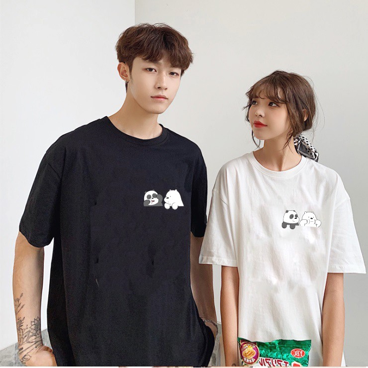 [UNISEX] Áo Thun 100% Cotton Couple Form Rộng Panda &amp; Ice Bear