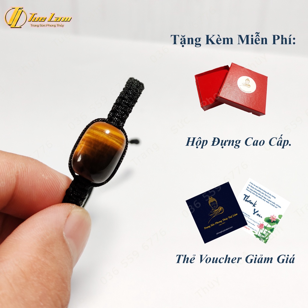 Vòng chỉ may mắn bện handmade lu thống màu nâu vàng hợp mệnh kim thổ- Tuệ Lâm