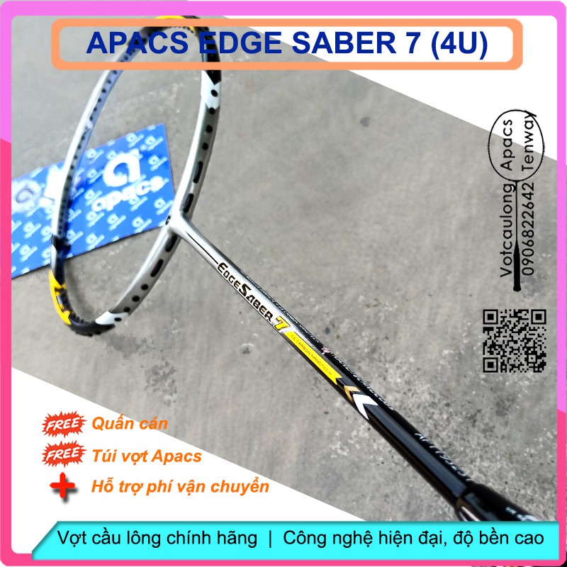 Vợt cầu lông Apacs Edge Saber 7 (4U) - BH Chính Hãng - Vợt cân bằng công thủ đánh phong trào