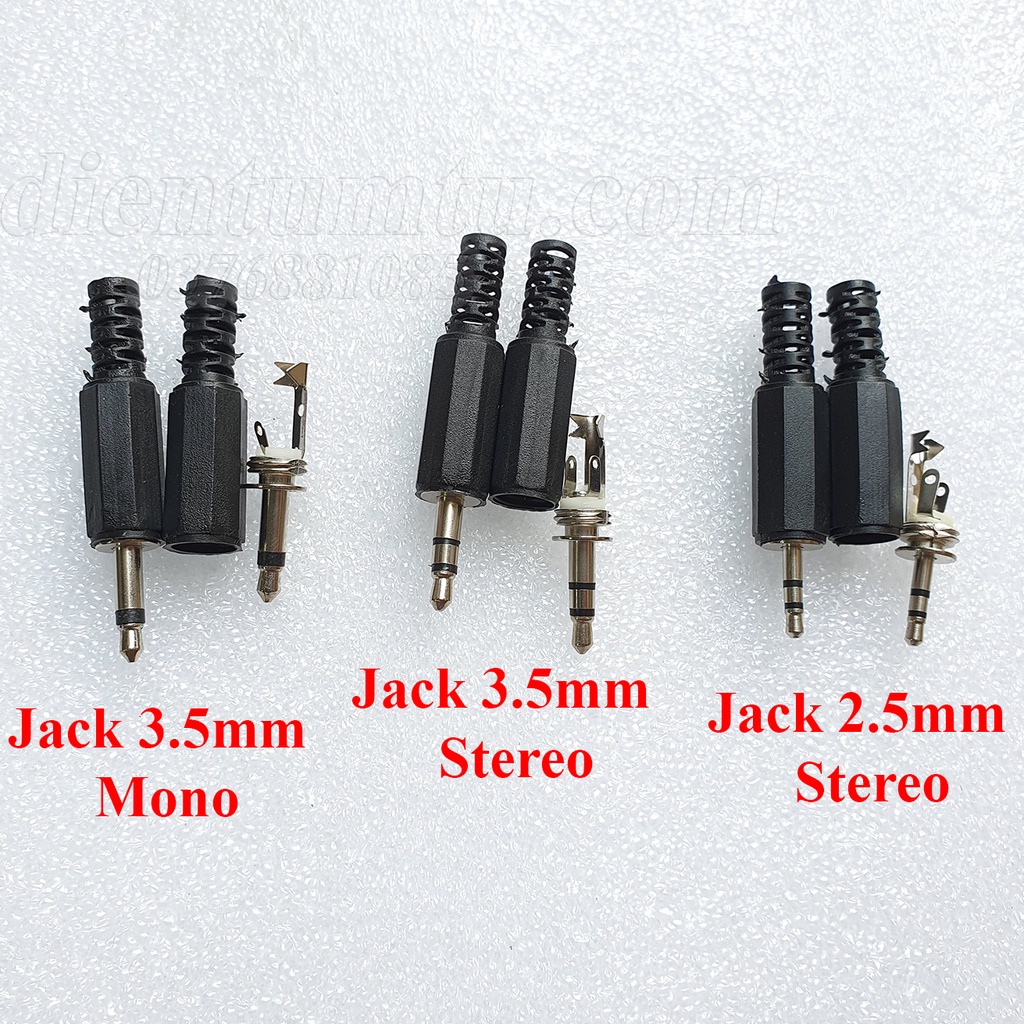 Jack âm thanh 2.5 3.5 Mono Stereo, Jack audio đực / cái