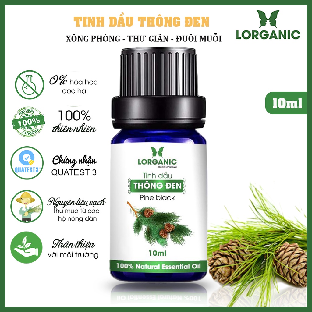 Tinh dầu gỗ thông đen Lorganic Pine black 10ml, 50ml
