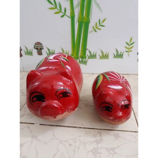 Heo đất xưa cỡ lớn màu Đỏ