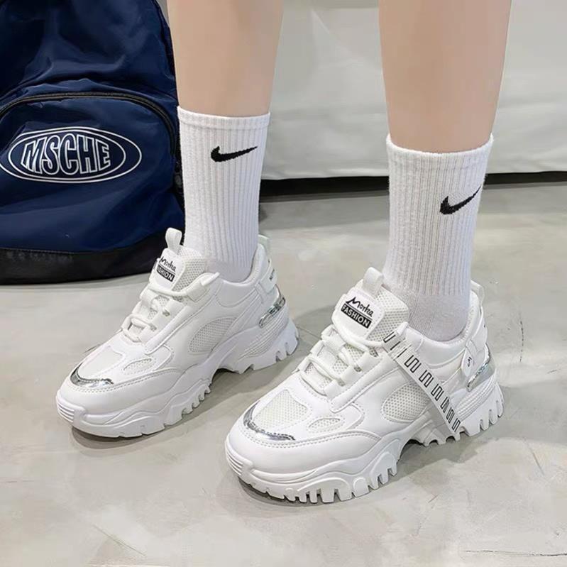 Giày nữ,giày thể thao sneaker nữ fashion đế răng cưa gót bạc siêu hót hít