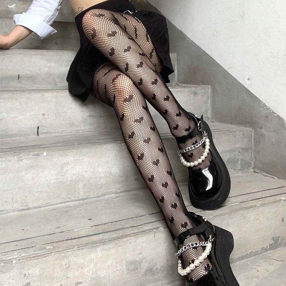 Quần tất lưới phối ren họa tiết trái tim phong cách Lolita quyến rũ cho nữ