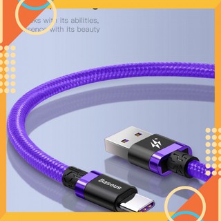 Cáp sạc nhanh Type C Baseus Purple Gold HW Flash Charge Cable(40W, 5A , QC3.0/ Huawei Super Quick charge)