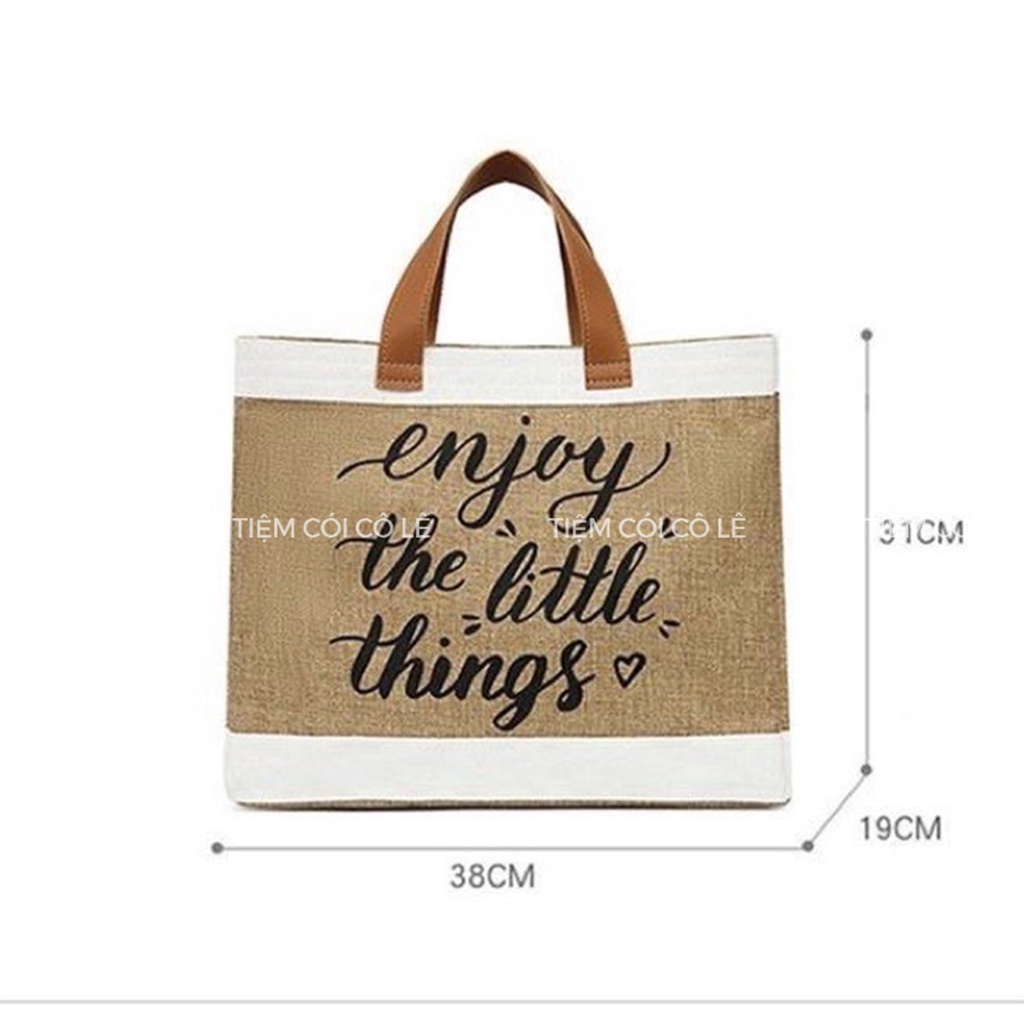 Túi cói đi biển Enjoy The Little Things mẫu mới 2022 - Tiệm Cói Cô Lê