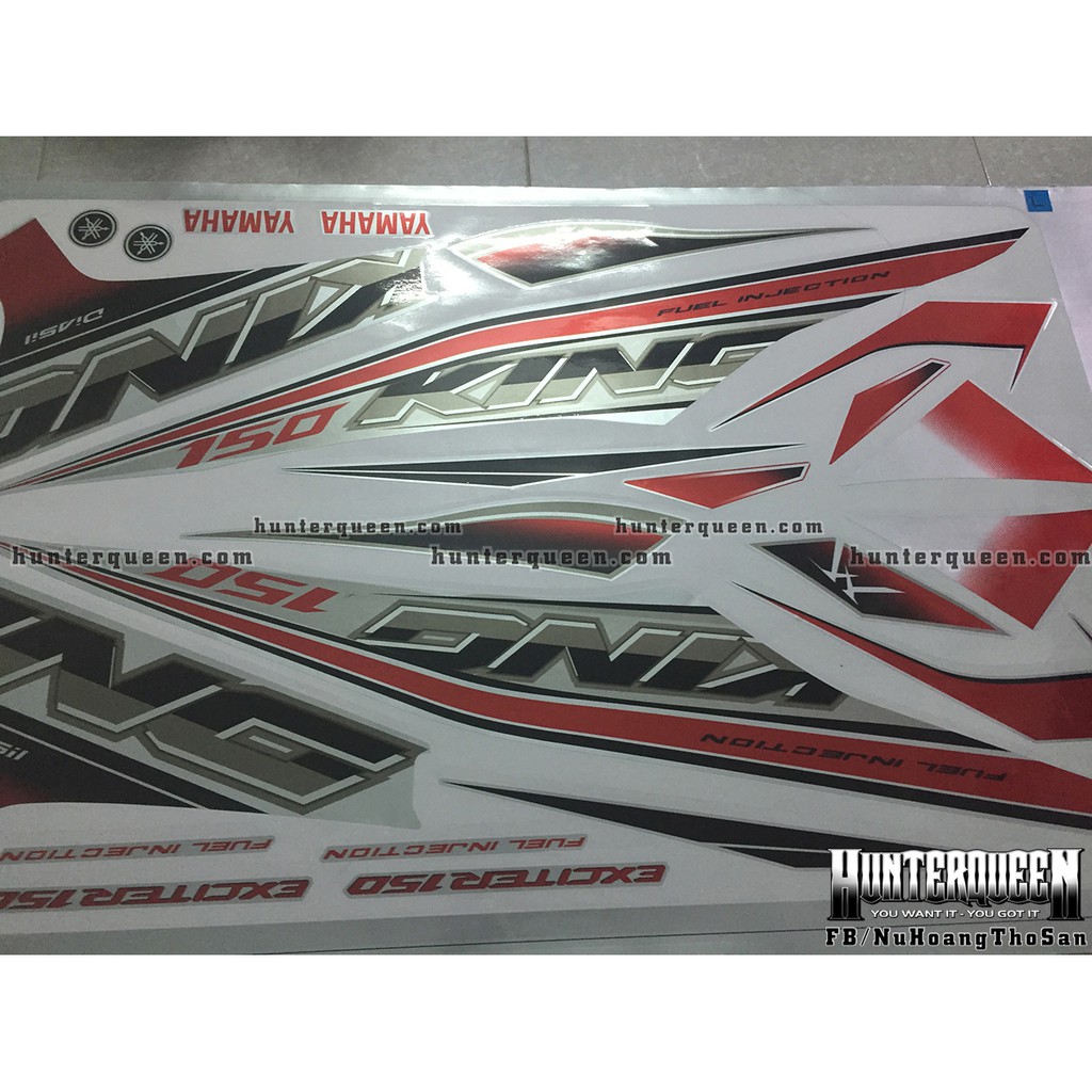 Tem Exciter 150. Tem rời MX KING xe bạc tem đỏ. Chất liệu CROM. Xe màu khác vui lòng inbox