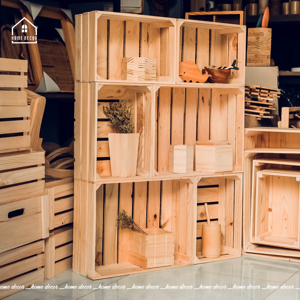 Thùng Gỗ Pallet Decor Trang Trí Phòng / Quán Cà Phê / Gỗ Thông Nhập Khẩu