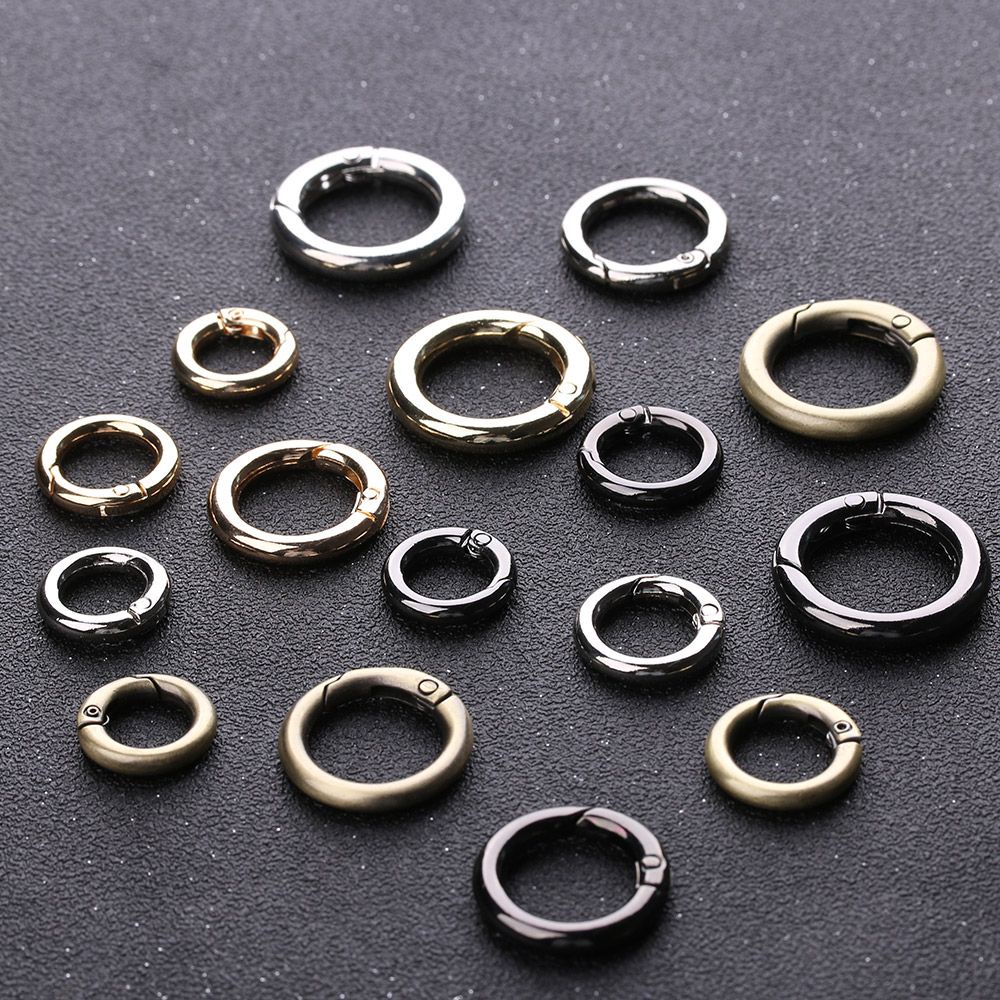 Set 2/5 móc khóa túi xách hình tròn bằng hợp kim kẽm 10/12/16/19mm màu đen chất lượng cao