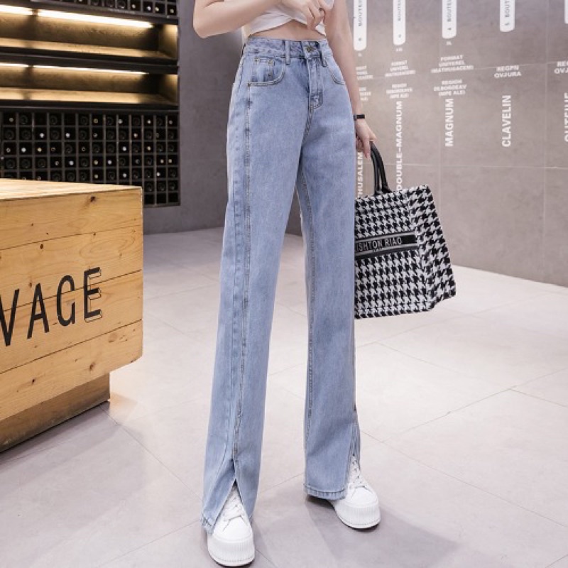 [Mã SRAPR8703 giảm 50% tối đa 20k đơn 0Đ] Quần Jean Nữ AIORI Ống Rộng Lưng Cao Trơn Jeans Ống Suông Cạp Cao_AJ3391 | BigBuy360 - bigbuy360.vn