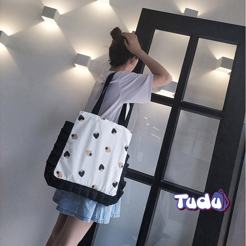 Túi Vải Canvas, Túi Tote Ulzzang Có Dây Kéo Thời Trang Hàn Quốc Đựng Đồ Tiện Dụng CN224