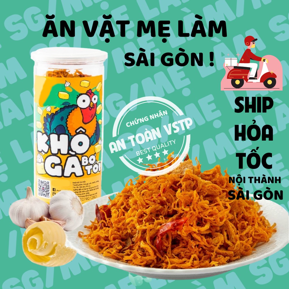 Khô gà bơ tỏi Mẹ Làm 300g đồ ăn vặt Sài Gòn , vừa ngon vừa rẻ