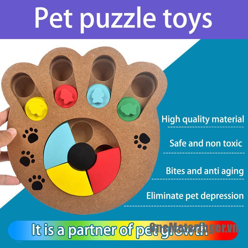 【OneMetertbger】Dogs Puzzle Toys Bones Paw Prints Wooden Feeding Multi-functional Interactive