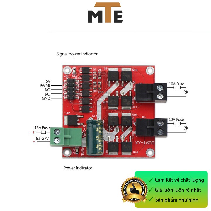 Mạch điều khiển tốc độ động cơ và đảo chiều - cầu H đôi 2x160W 12v 24V 7A