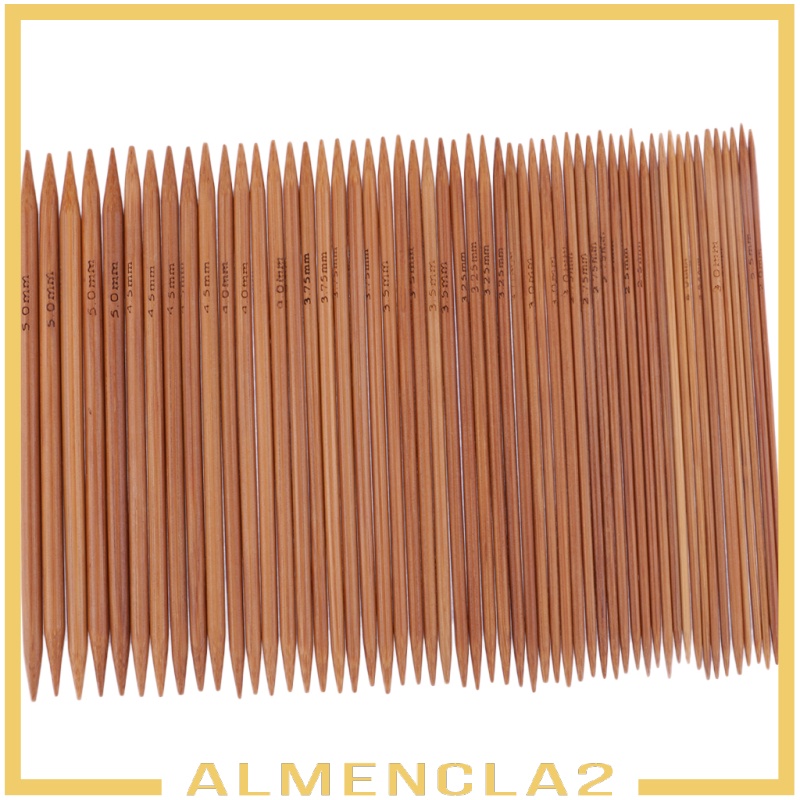 [ALMENCLA2] 55pcs Double Pointed Carbonized Bamboo Knitting Needles Sweater Knit Tools