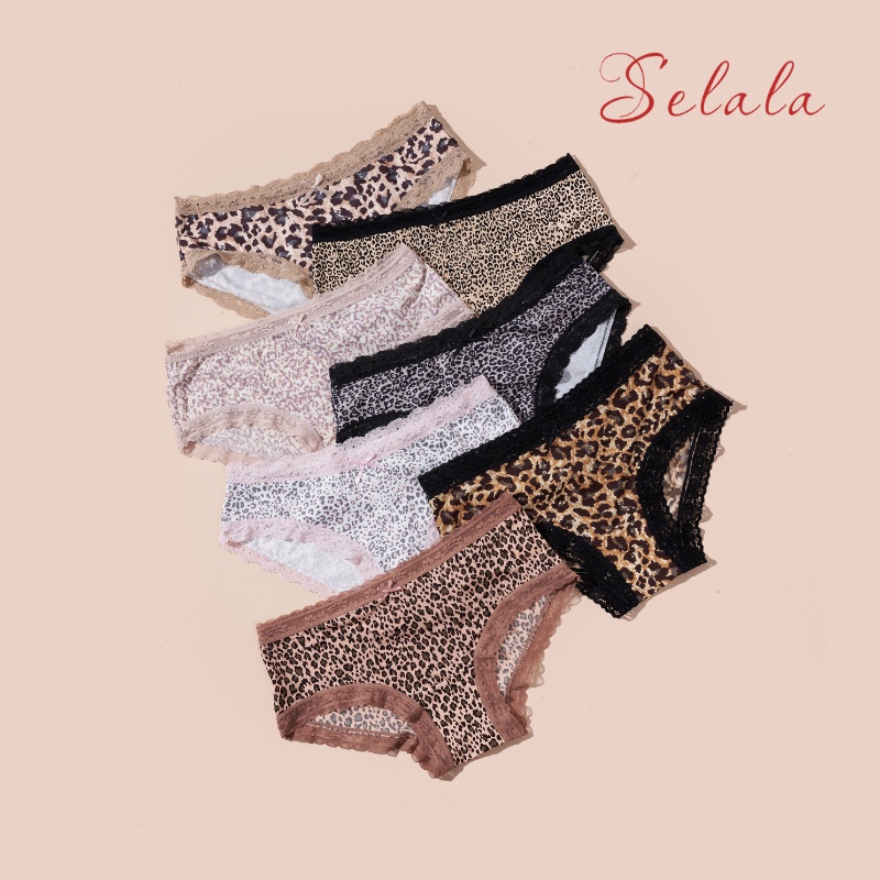 Quần Lót Nữ Selala Thiết Kế Su Beo Cá Tính Phối Viền Ren Dáng Ôm Thông Thống QS18