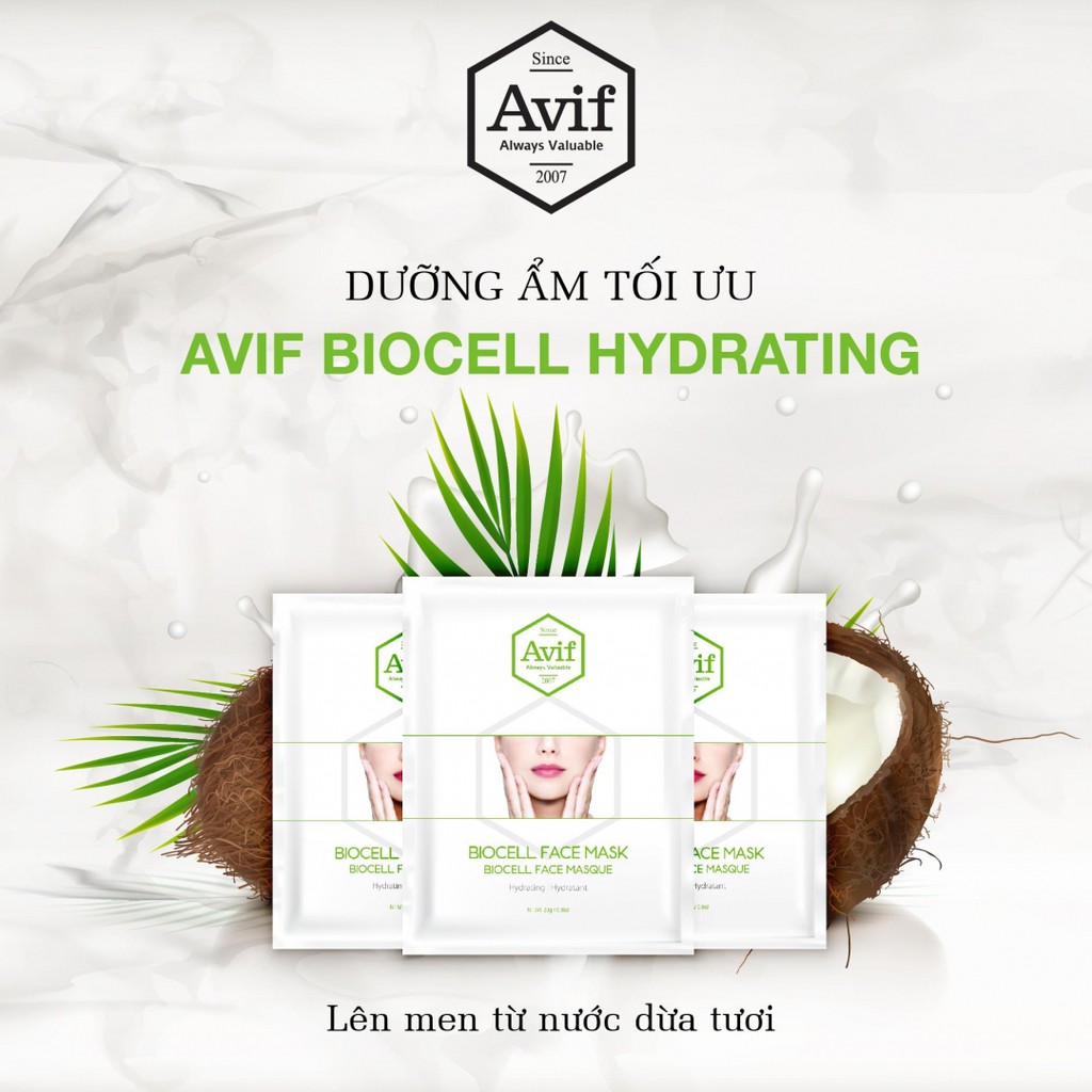 Mặt Nạ Sinh Học AVIF Dưỡng Ẩm Chiết Xuất Từ Nước Dừa Tươi