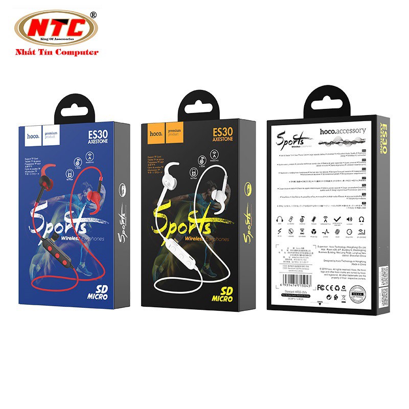 Tai nghe bluetooth nhét tai Hoco ES30 V4.2 Nghe gọi 4H, Hỗ trợ khe gắn thẻ nhớ