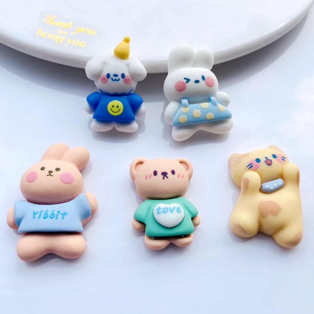 Bộ 10 Miếng Dán Kẹp Tóc/Điện Thoại/Cốc Nước Hình Gấu/Thỏ Cảm Giác Matte DIY