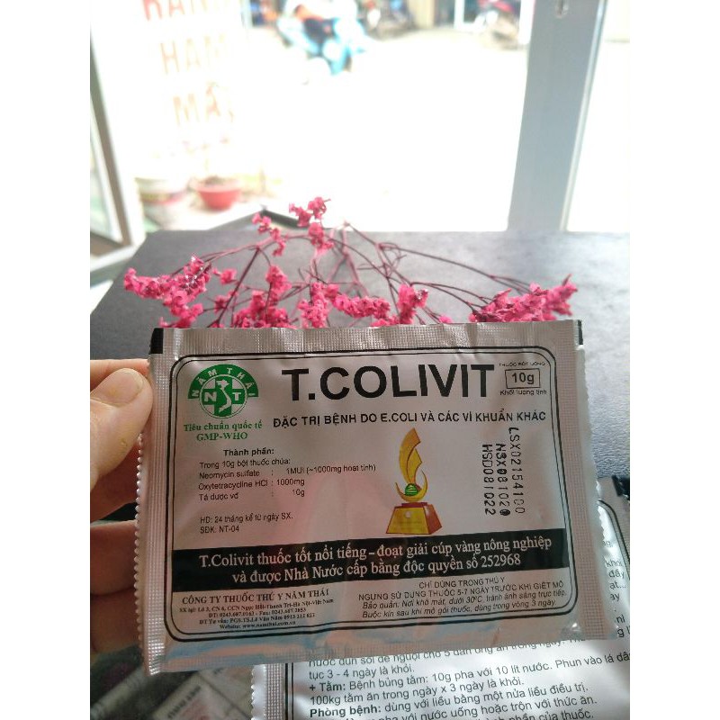 t.colivit 10g cho gà. phân xanh,phân trắng,phân vàng nhớt