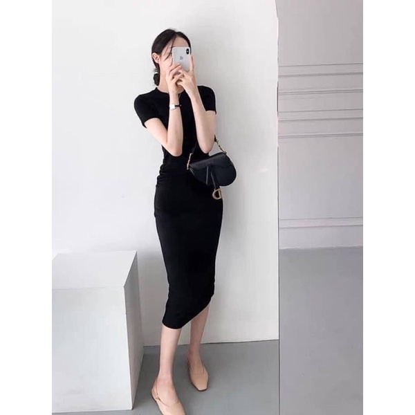 Váy Body Dúm Eo Cộc Tay L.Y Store Nữ  🌸 Đầm midi dáng ôm sexy thun co dãn bánh bèo tiểu thư cá tính Ulzzang 🌸