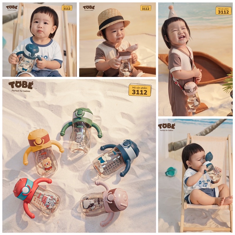 Bình uống nước hãng TOBÉ cho bé từ 6 tháng trở lên - Bình tập uống, bình chống sặc cho bé