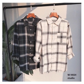 SHIRT BLACK & WHITE/ sơ mi sọc trắng đen