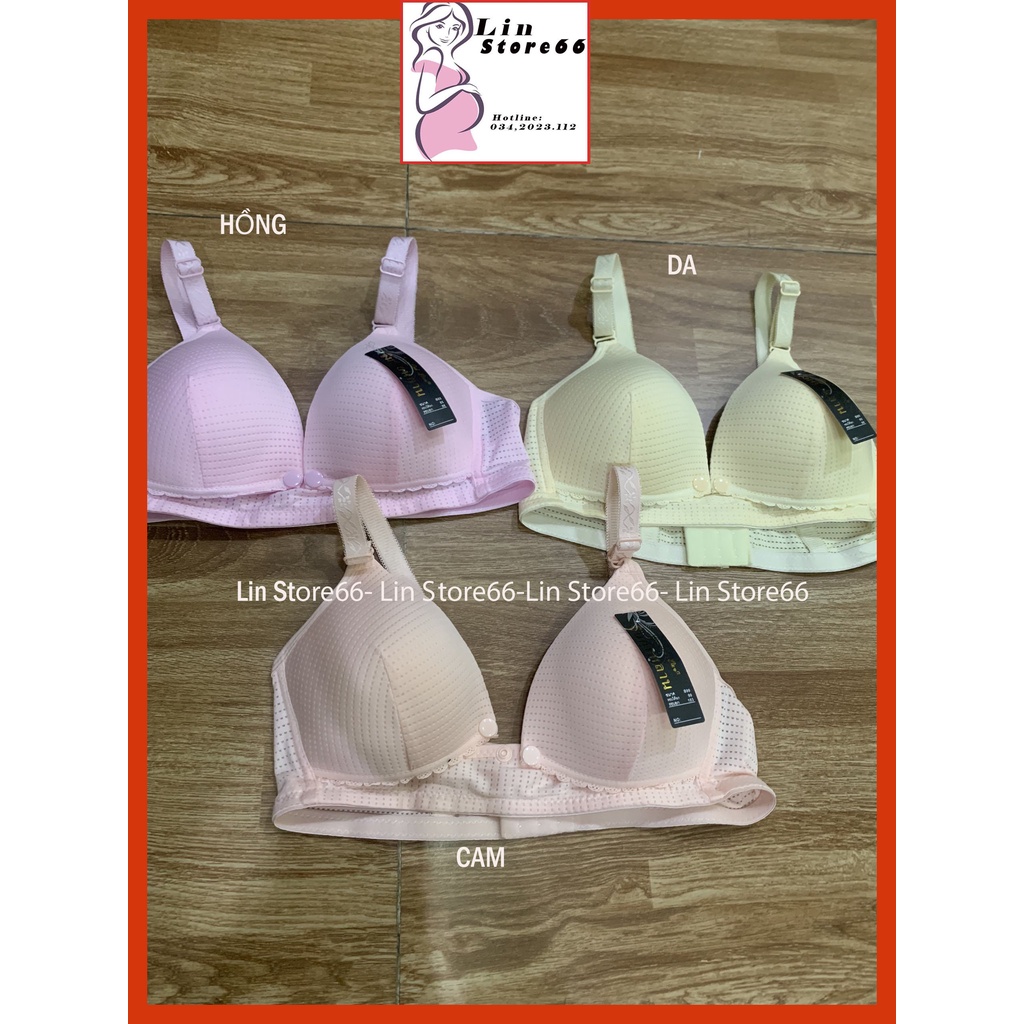 Aó Ngực Bầu Cho Con Bú Chống Chảy Xệ, Không Gọng Nâng Ngực Có Khuy Mở Cho Bé Ti A059 Lin Store66