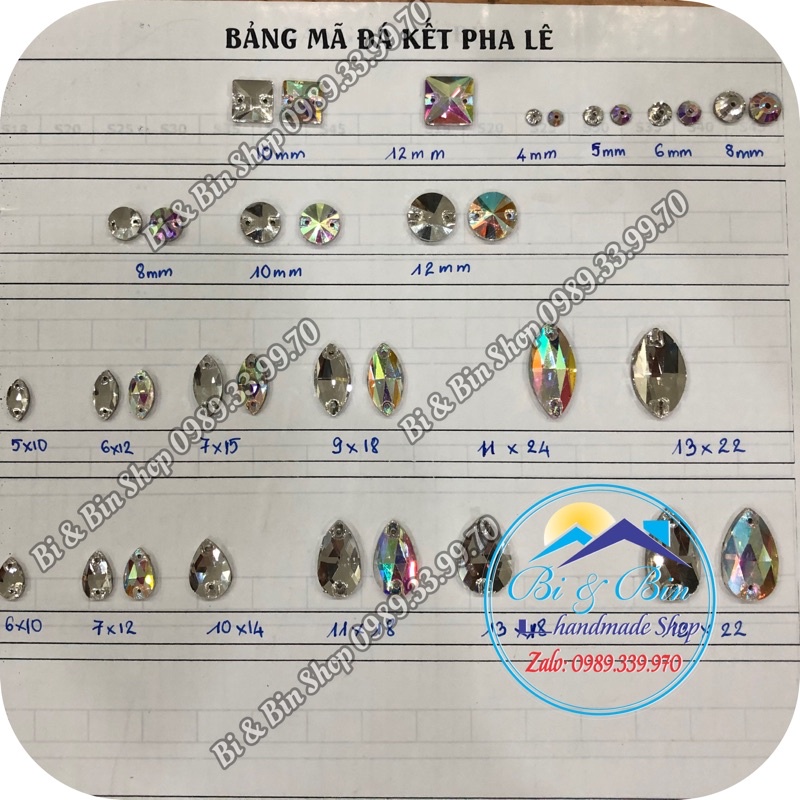 100 Viên Đá Kết Lỗ Giữa Loại Pha Lê