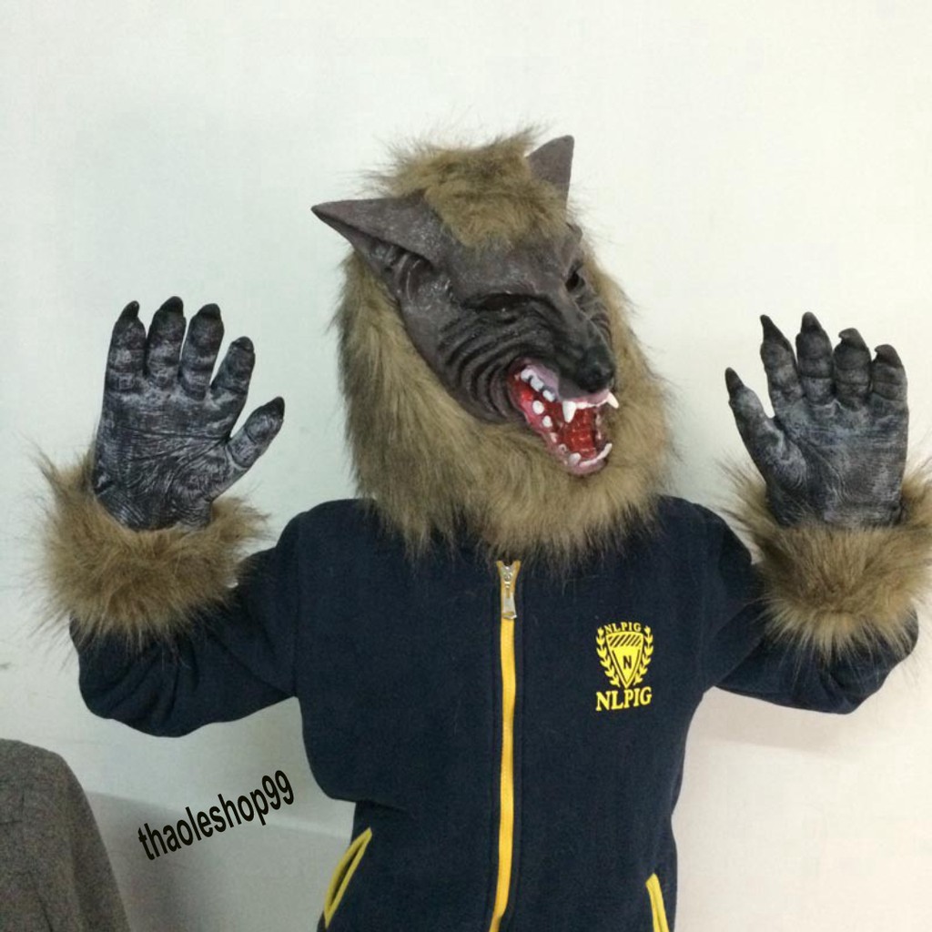 MẶT NẠ CHÓ SÓI LÔNG-Mặt nạ đầu chó sói siêu ngầu, siêu lầy-Mặt nạ hóa trang Halloween hình chó sói vui nhộn