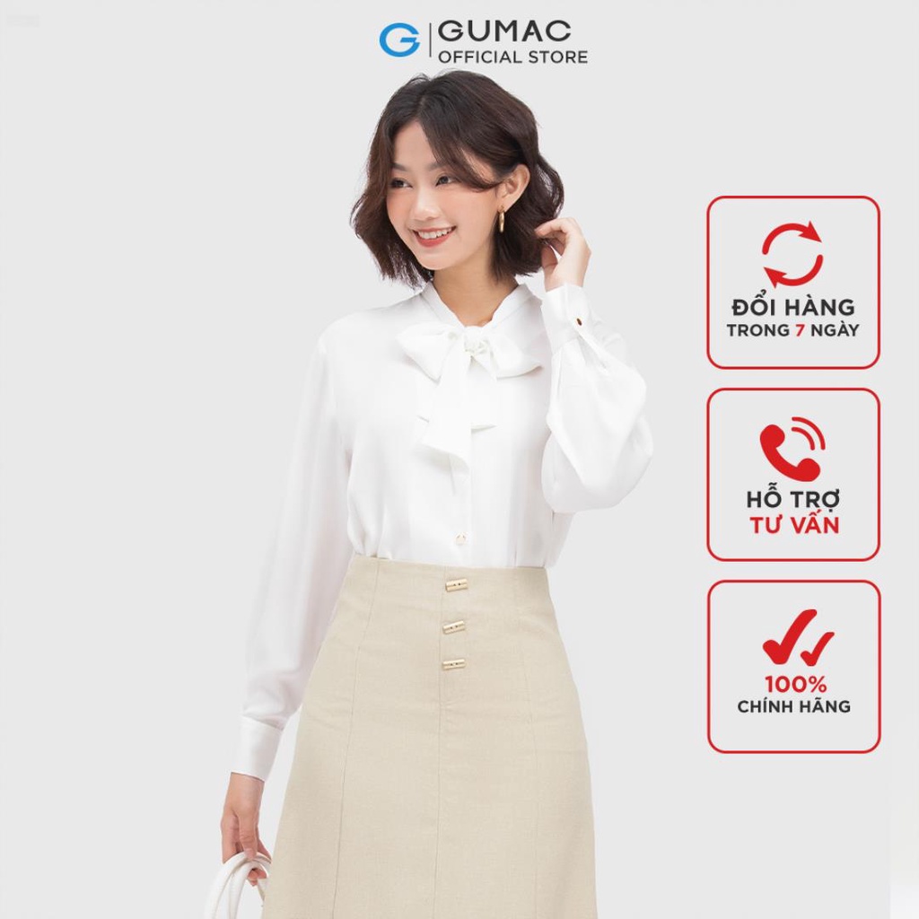 [Mã WABRGUM giảm 10% tối đa 30K đơn 99K] Áo sơ mi kiểu nữ cột nơ cổ thời trang GUMAC AC04003