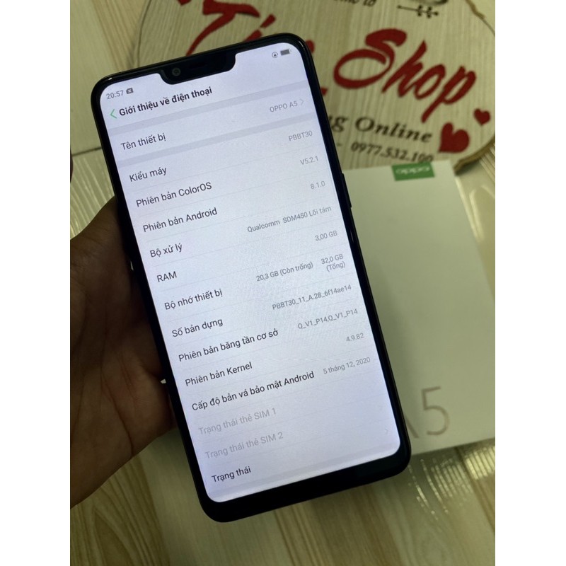 Điện thoại Oppo A5 - 2018 ram 3G/64G mới Fullbox - Hàng Chính Hãng