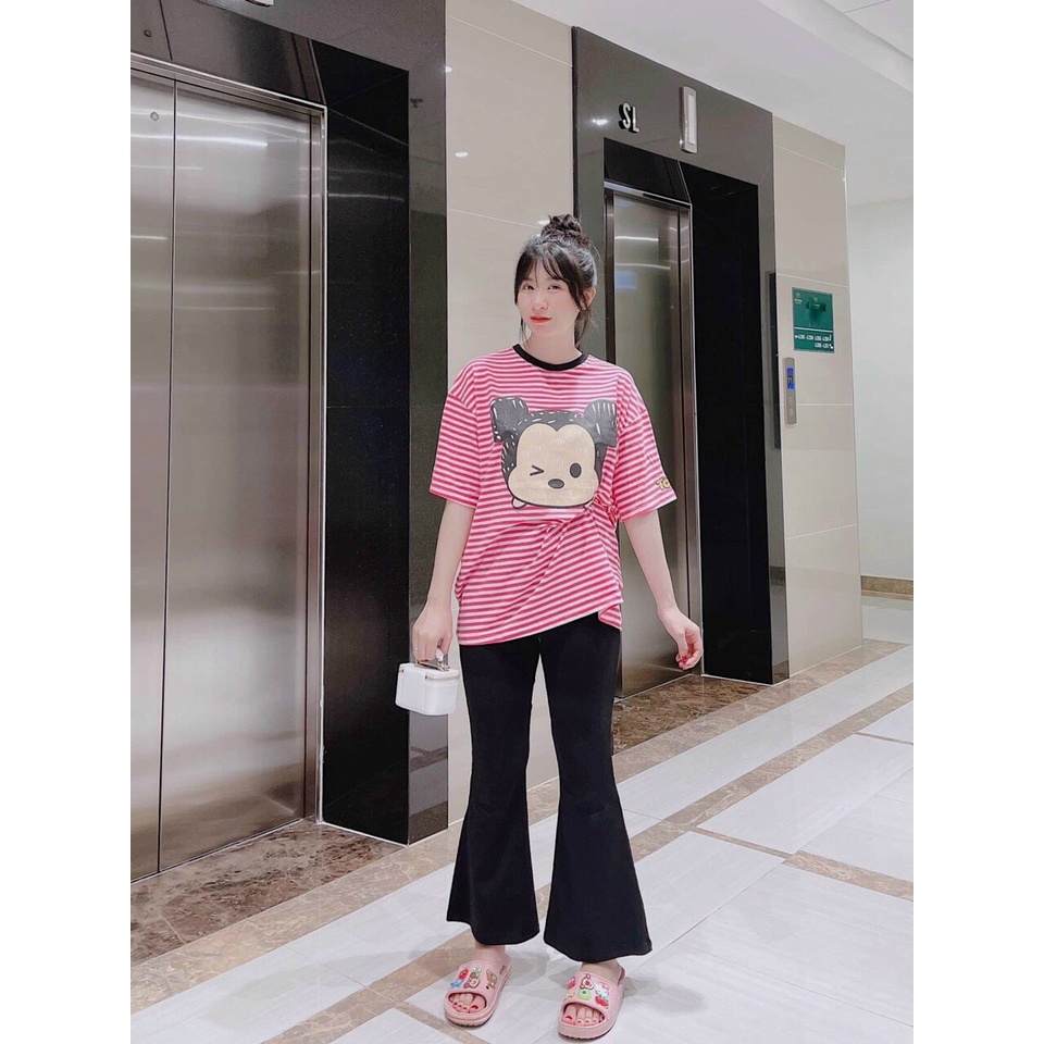 Quần ống loe dáng dài, Quần suông nữ chất cotton co dãn