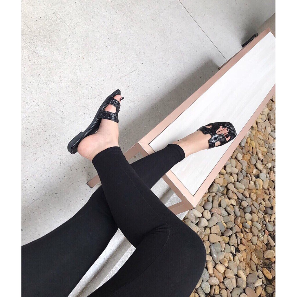 XẢ HÀNG LẺ SIZE - Dép lê H da vân rắn họa tiết