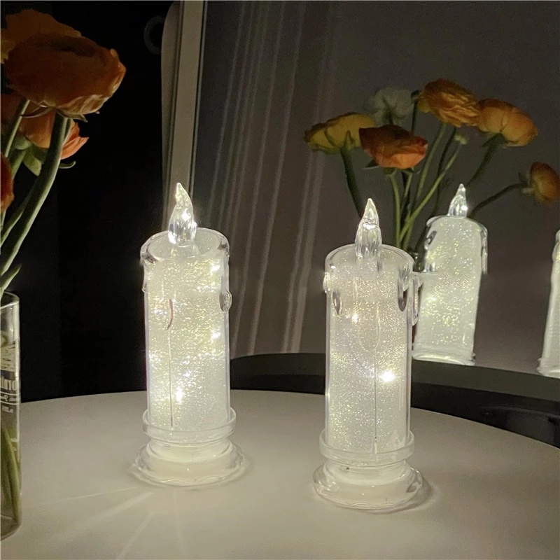 Đèn nến giả LED chiếu sáng hoạt động điện trong suốt tiện lợi