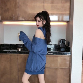 Hoodie zip hở lưng vai Nevermind