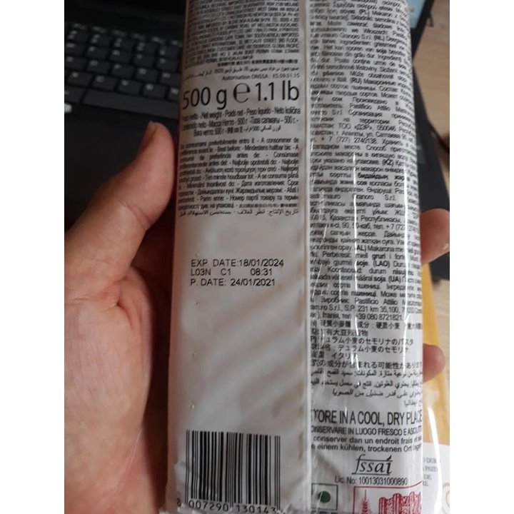 Mì ý Spaghetti No 6 hiệu EURICOM 24k / 1 gói 500g