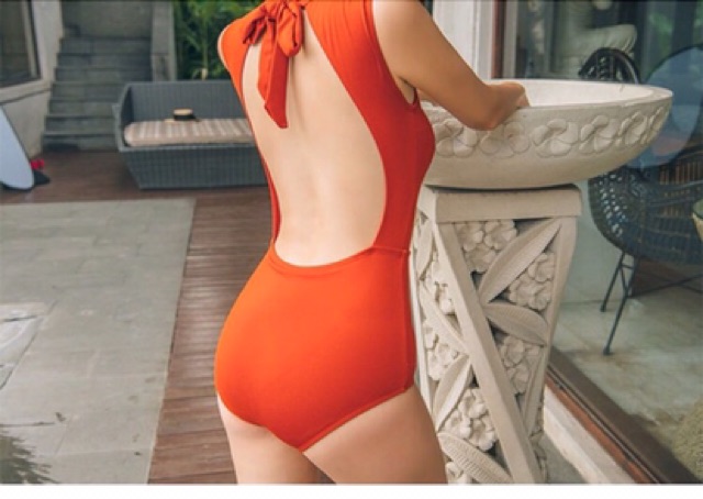 Bikini 1 mảnh hở lưng - Đồ bơi 1 mảnh cam đất - Monokini dáng bodysuit