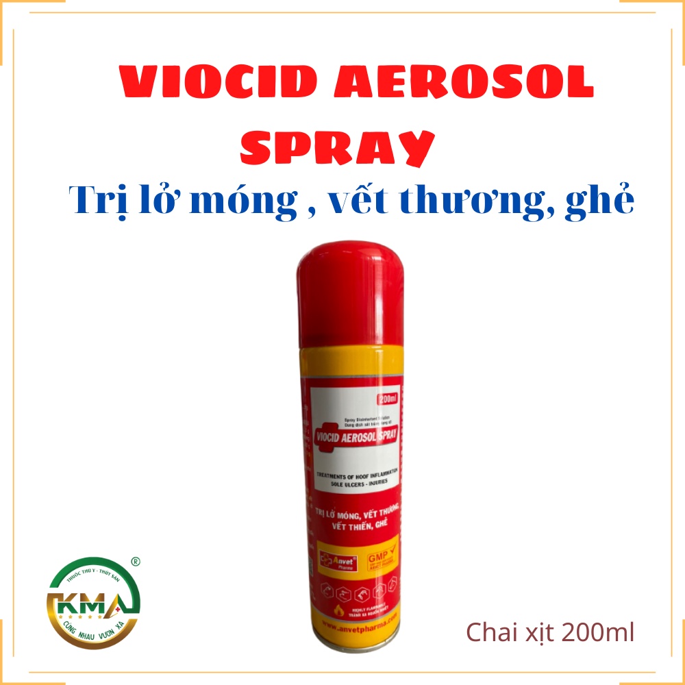 Dung dịch dạng xịt- lở móng, vết thương, ghẻ- VIOCID AEROSOL SPRAY 200ml