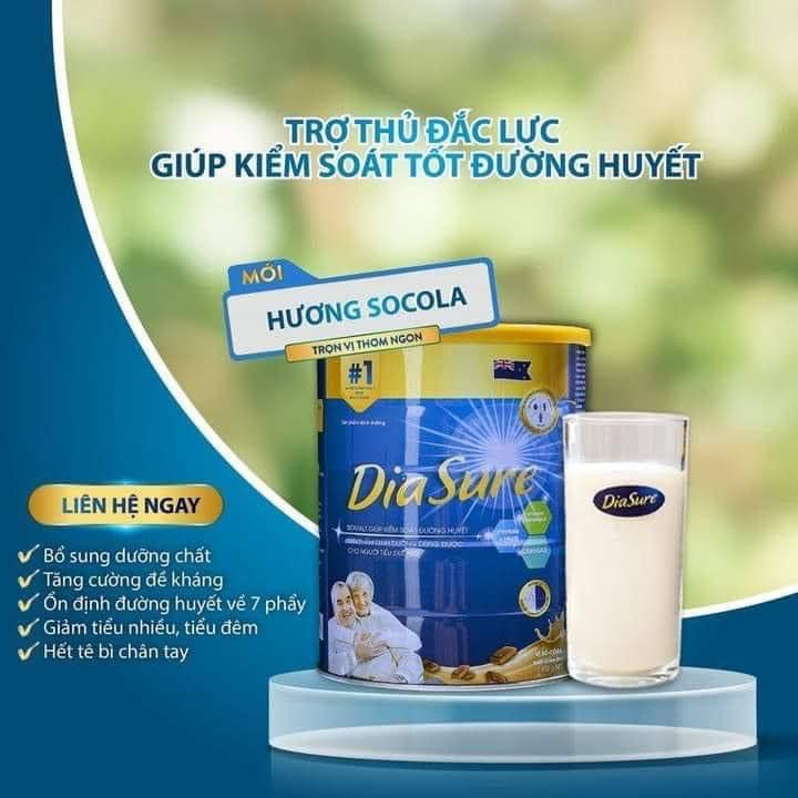 Combo 3 lon sữa Dia Sure 850g dành cho người tiểu đường - giúp cân bằng đường huyết, hỗ trợ tăng cân, hàng chuẩn 100%