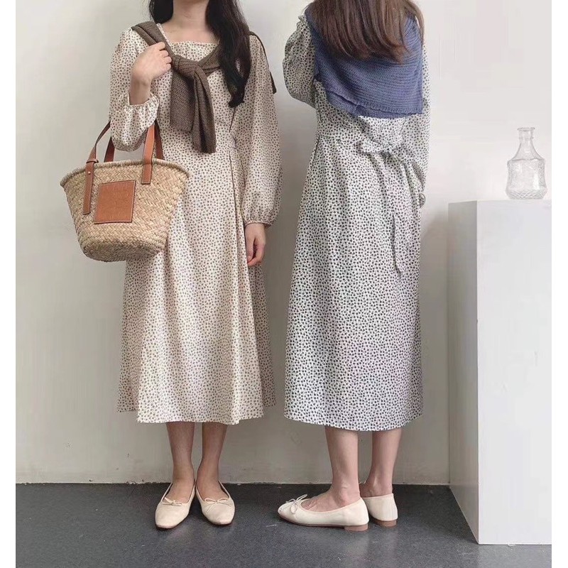 Váy hoa nhí cổ vuông dây đai eo tôn dáng Ulzzang style🌸 VKE9177 Hàng Quảng Châu | BigBuy360 - bigbuy360.vn