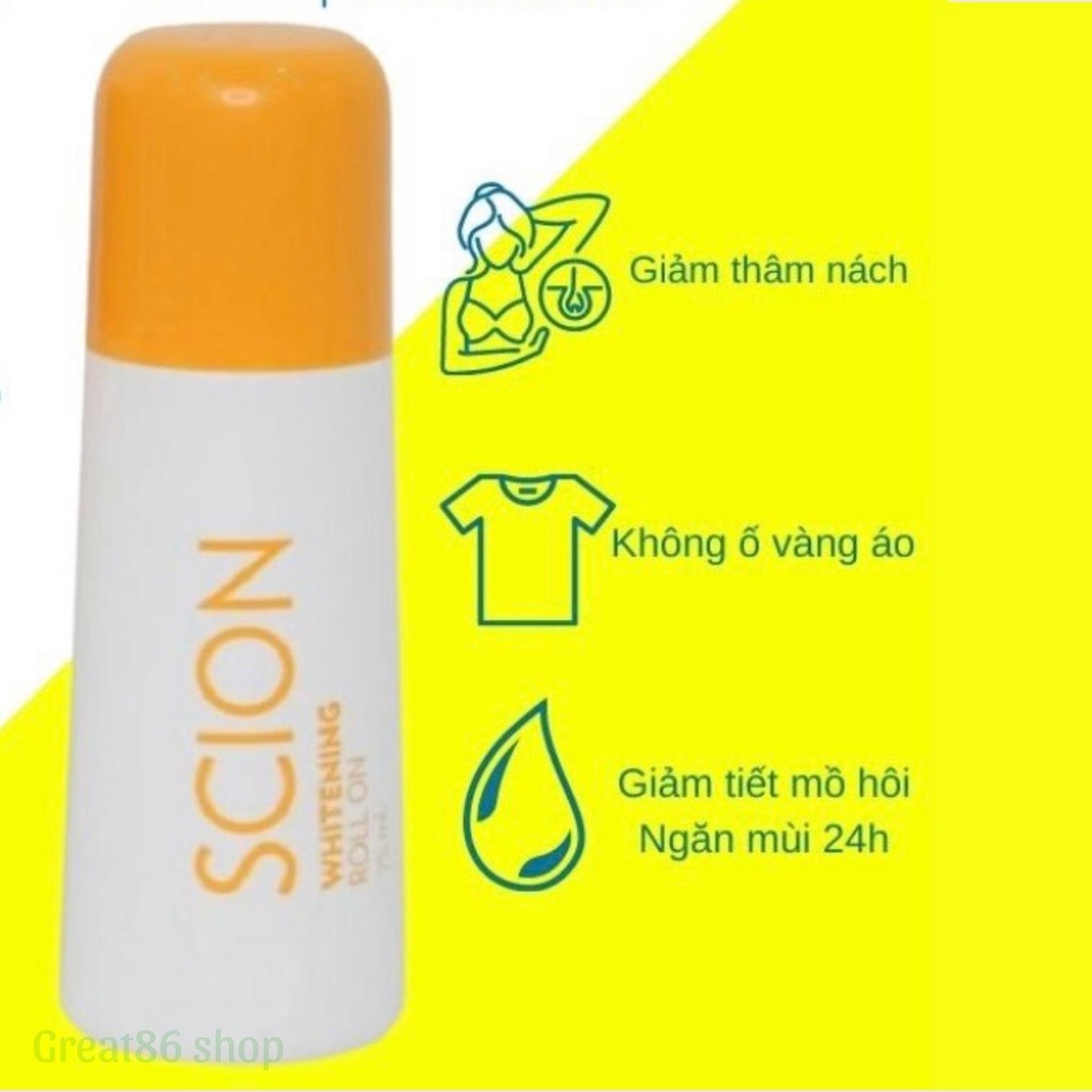 Lăn khử mùi Scion Nuskin great86shop khử mùi hôi nách hôi chân giảm thâm mẫu mới Whitening roll on 75ml