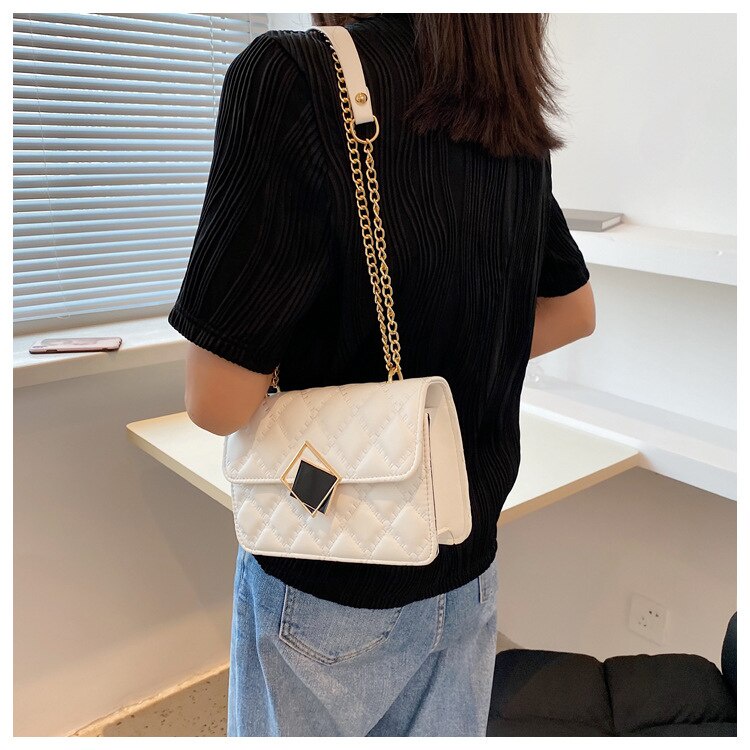Túi xách đeo vai JASMIN NOIR vải da PU nhỏ nhắn thiết kế chuỗi dây xích cá tính cho phái nữ