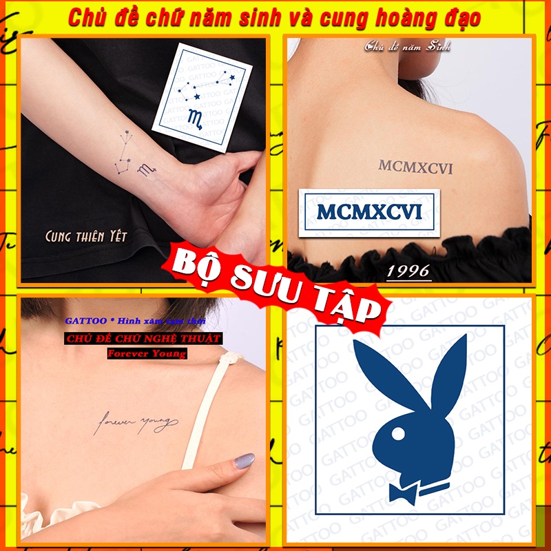Hình xăm chữ năm sinh và cung hoàng đạo 15 ngày, GATTOO siêu đẹp siêu bền lưu dữ trên da từ 1-2 tuần