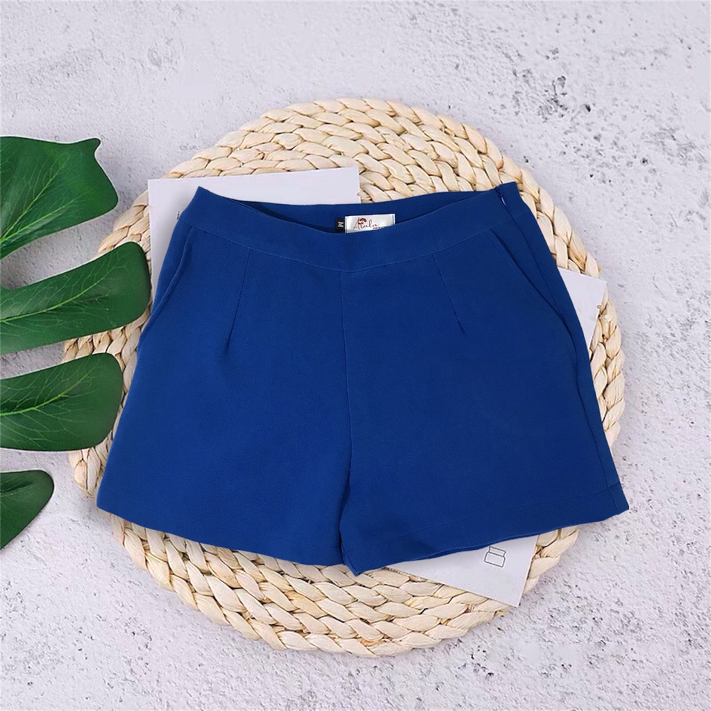 Quần short đùi nữ cạp cao chất tuyết mưa Quần đùi ôm lưng cao có túi ALALA