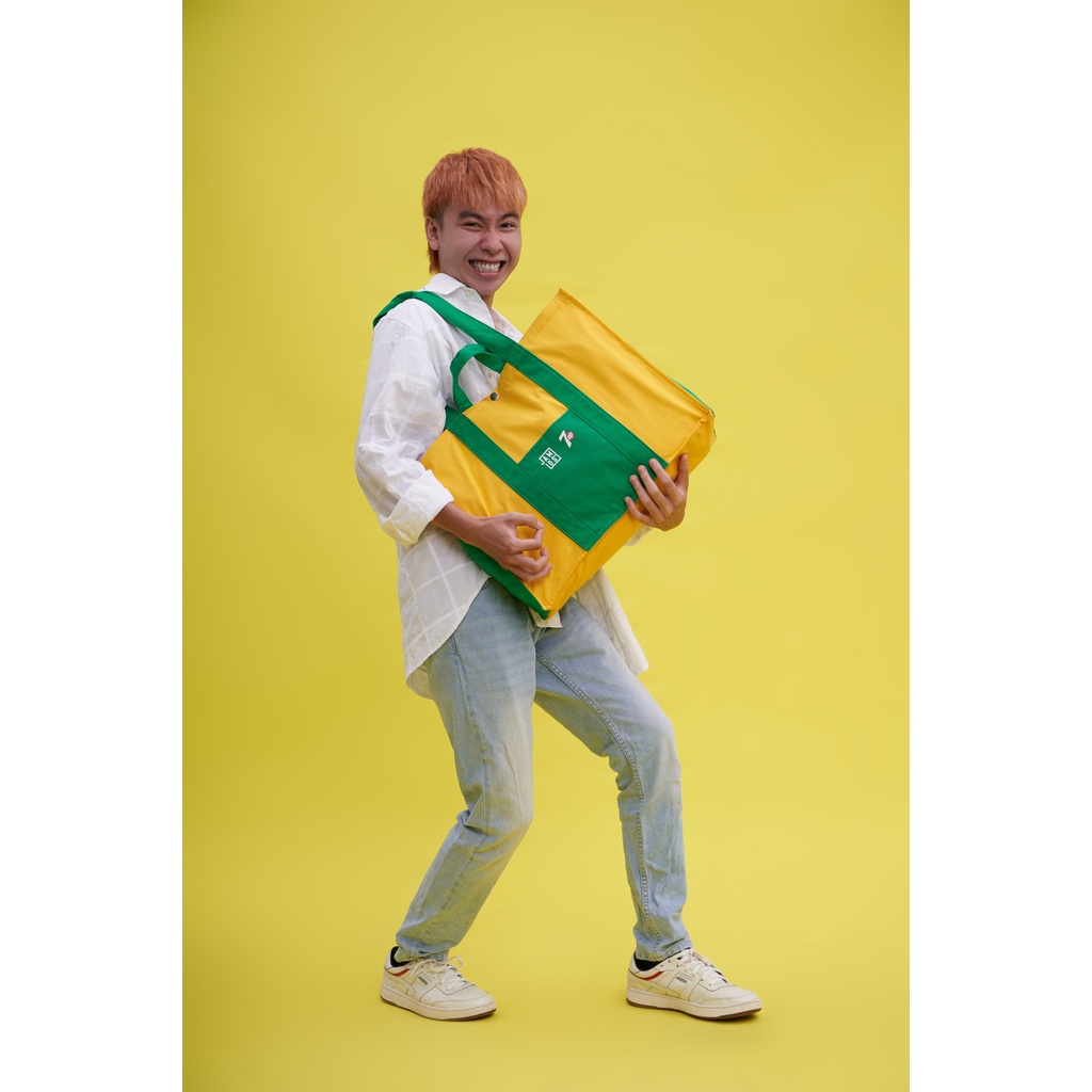 [Jamlos x 7Up] Beach Up Tote - Túi tote vải canvas in chữ UP dáng to nhiều ngăn đi biển